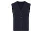 Gilet en tricot bleu marine, boutonné.