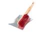 Pelle à poussière en métal avec une brosse rouge