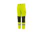 Pantalon de travail jaune avec bandes réfléchissantes et genouillères noires