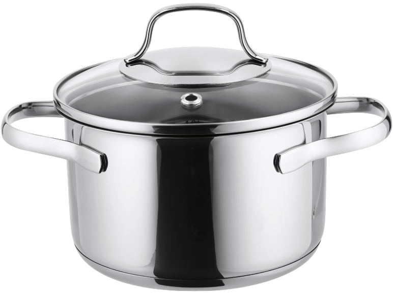 Casserole en acier inoxydable avec couvercle en verre