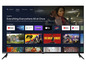 Une télévision Sharp avec les applications Google Play, YouTube, Prime Video et Twitch, avec 'Everything Everywhere All at Once' comme film tendance.