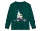 T-shirt vert à manches longues avec un sapin de Noël et un renne dans une voiture