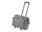 Un sac de voyage gris à roulettes