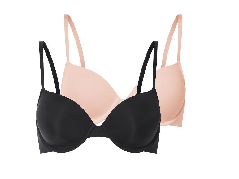 Deux soutiens-gorge, noir et rose clair.