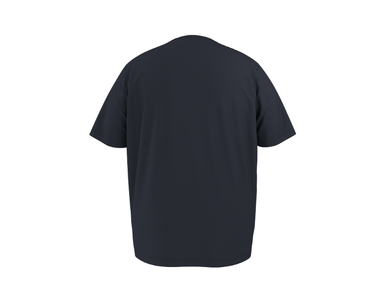 T-shirt bleu foncé, vue de dos.