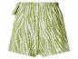 Shorts femme à motif zèbre vert et blanc, taille élastique et nœud décoratif.