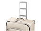 Une valise beige avec une poignée télescopique et une serrure à combinaison.