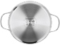 Fond de casserole en acier inoxydable avec icônes de cuisson.