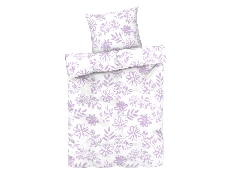 Parure de lit à motif floral lilas.