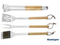 Un ensemble d'ustensiles de barbecue Esmeyer avec une pince, une spatule, une fourchette et une brosse.