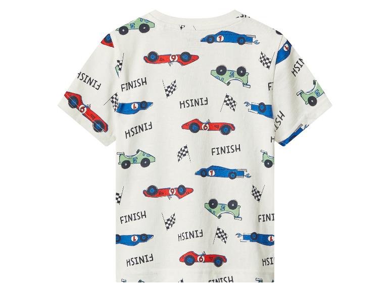 T-shirt blanc avec imprimé de voitures de course et le texte « FINISH ».