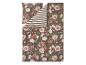 Parure de lit florale avec taie d'oreiller, motif rayé réversible.