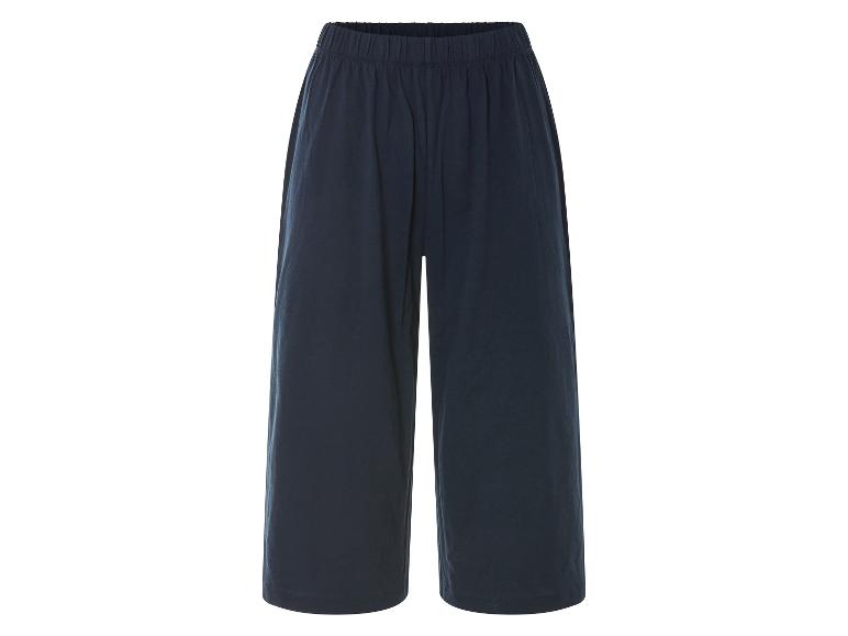 Pantalon large, bleu marine, avec taille élastique.