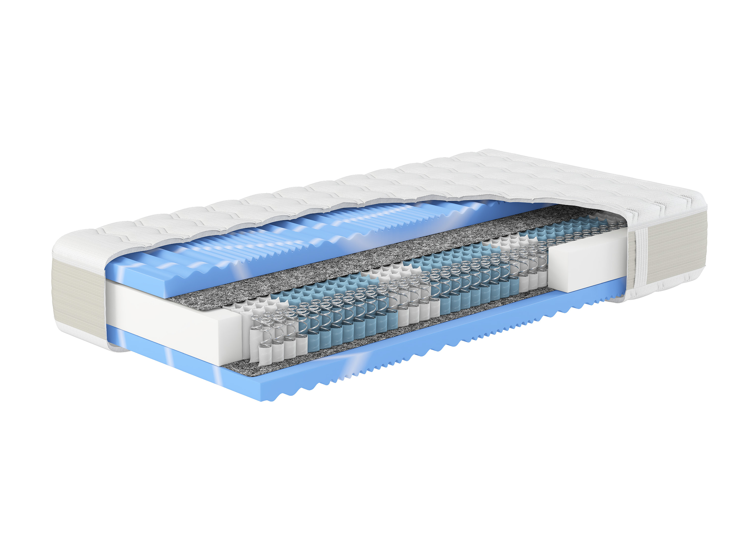 Hn8 Schlafsysteme Matelas à ressorts ensachés, 7 zones XXL Gelstar T-1000