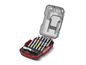 Un ensemble de tournevis Parkside avec différents embouts dans un coffret rouge.