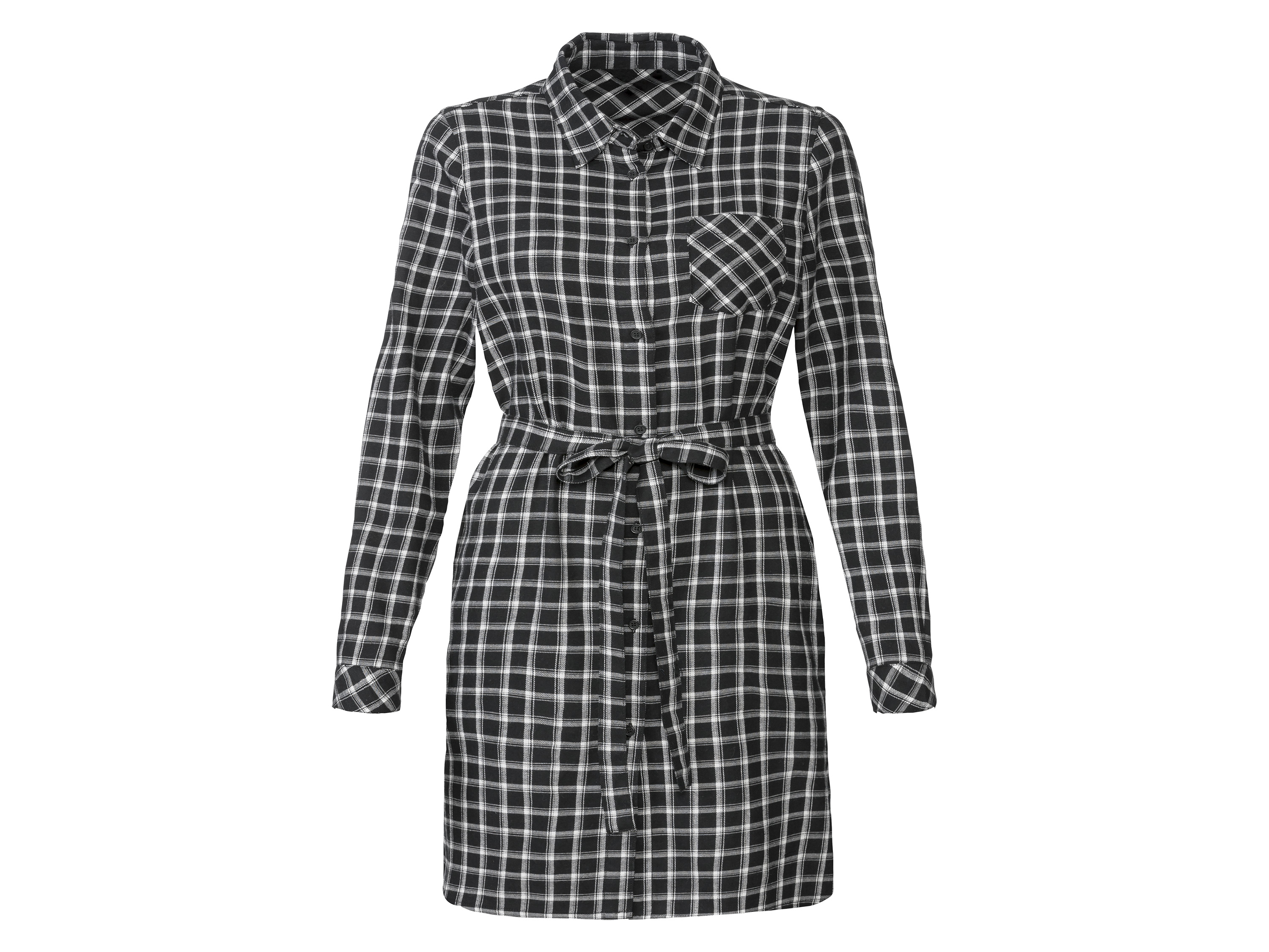 esmara® Chemise longue en flanelle femme (à carreaux/noir/blanc)