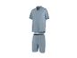 Ensemble chemise et short bleu clair pour homme, en tissu texturé.