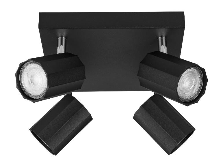 Plafonnier noir avec quatre lumières rondes