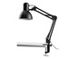 Lampe de bureau noire avec pince, adaptée à un bureau.