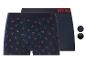 Deux boxers bleu marine, un à motif cerises et un uni avec le logo 'MY'.