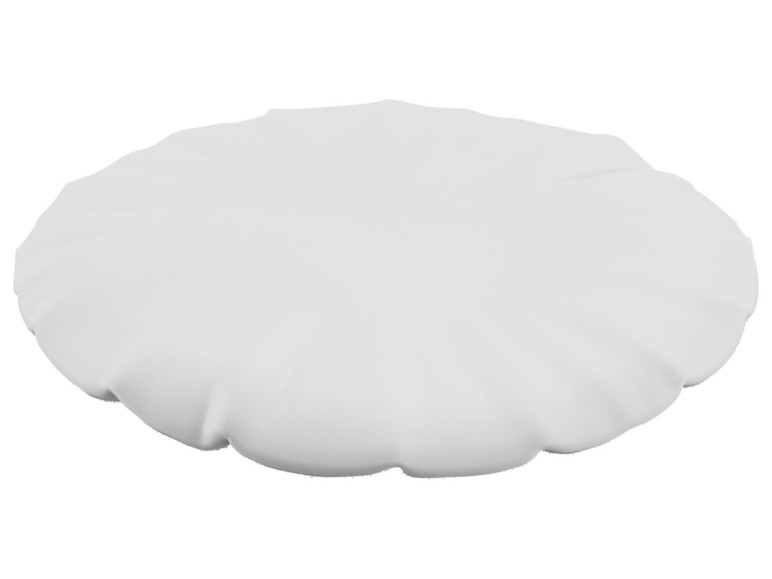 Un coussin rond et blanc pour une chaise.