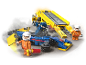 Jeu de construction pour enfants avec voiture de course, dépanneuse et figurines.