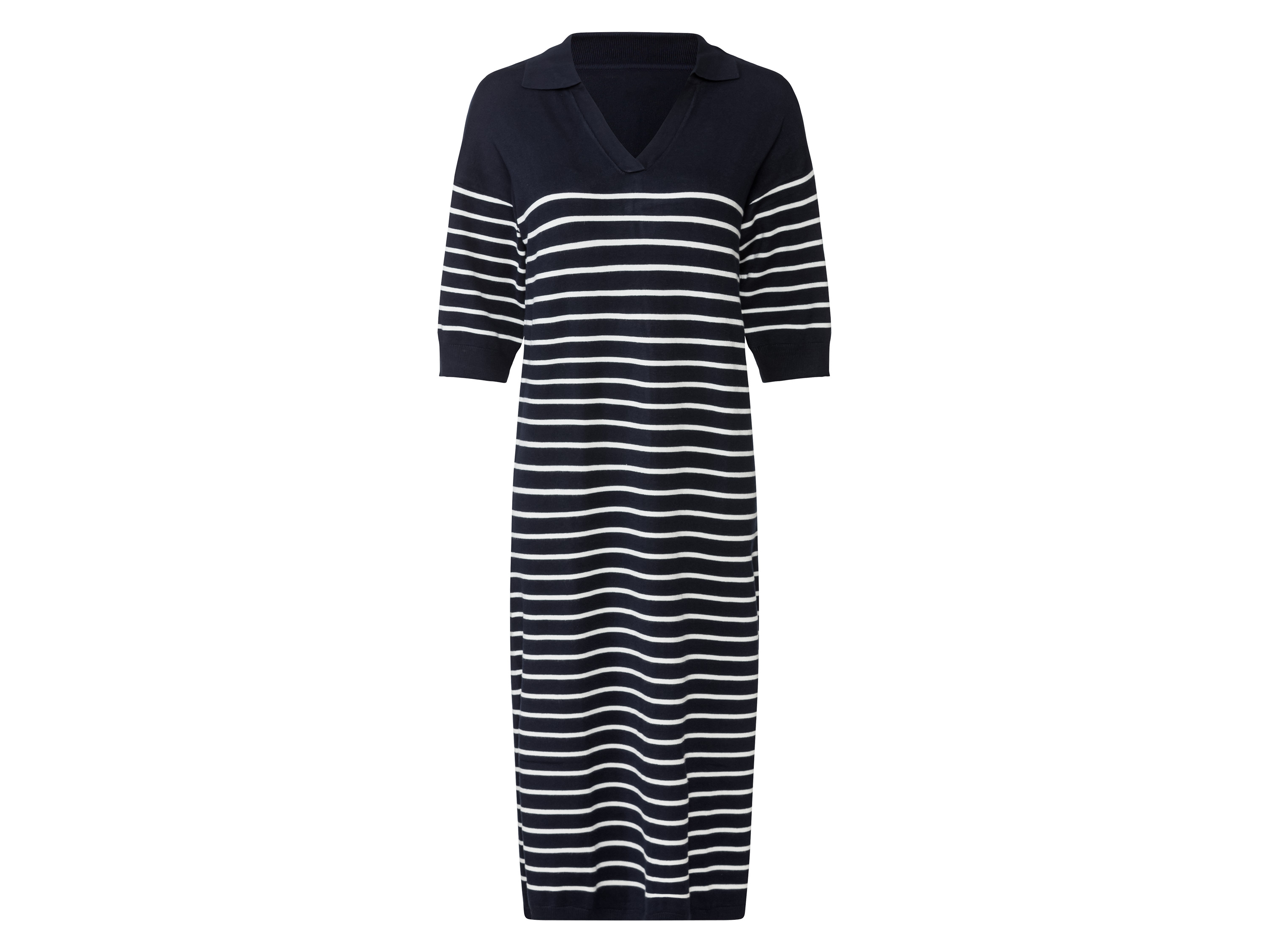 esmara® Robe mi-longue en maille fine femme (bleu marine/blanc)