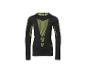 Maillot thermique noir à manches longues avec des accents vert lime et une étiquette de mélange recyclé