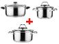 Ensemble de trois casseroles inox.