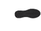 Semelle de chaussure de sport noire avec bord blanc et motif en forme de flèches.
