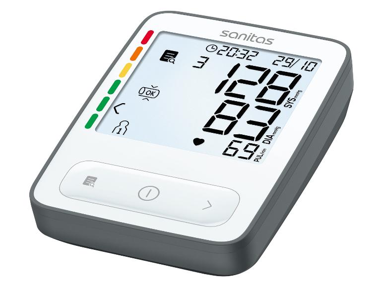 Tensiomètre numérique Sanitas avec affichage de l'heure, de la date et des mesures