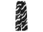 Pantalon large noir et blanc à motif zébré.