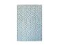 Un tapis turquoise avec un motif géométrique.
