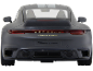 Arrière d'une voiture de sport miniature grise au design détaillé.