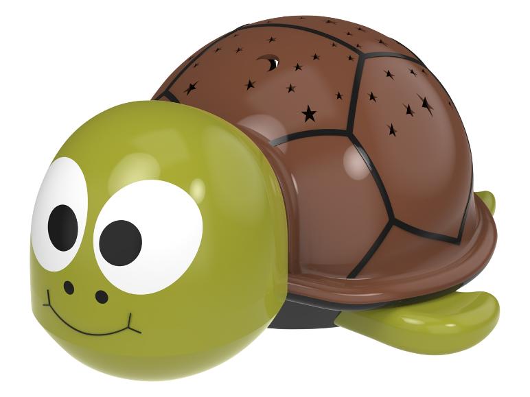 Veilleuse tortue verte et marron avec découpes en forme d'étoiles