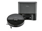 Un robot aspirateur Silvercrest noir avec une station de charge.