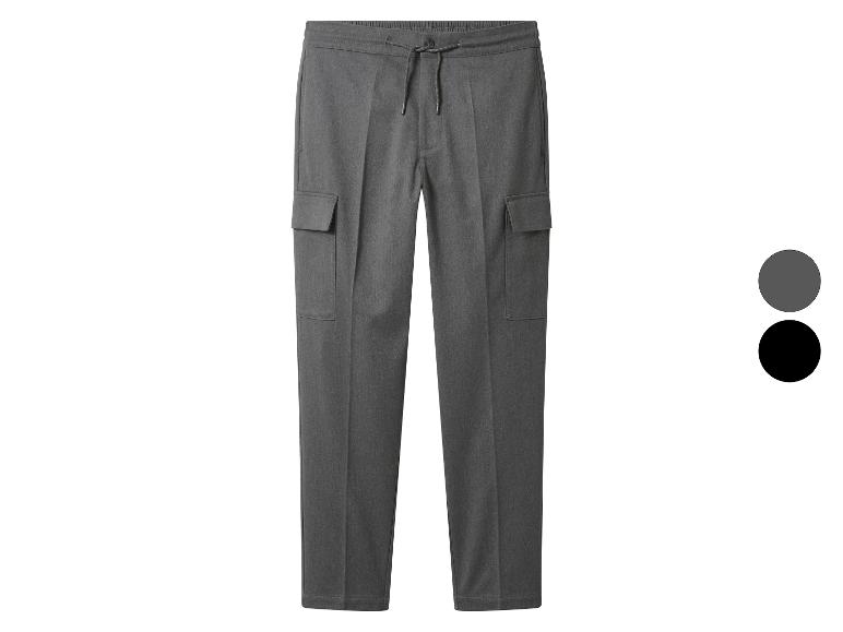 Pantalon cargo gris avec cordon de serrage, poches latérales et deux options de couleur.