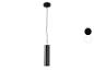 Suspension noire avec abat-jour cylindrique.