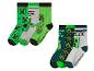 Six paires de chaussettes pour enfants avec des motifs de jeux vidéo, dans des tons verts, gris et noirs.