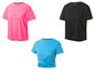 Trois t-shirts Crivit pour femmes en rose, noir et bleu.