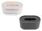 Deux boîtes de rangement rondes pour couverts, une blanche et une noire.