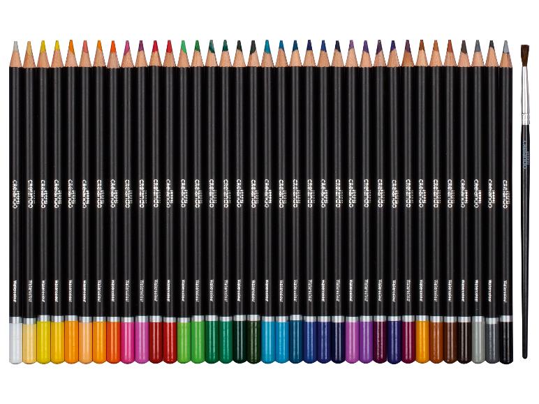 Un ensemble de crayons aquarelle Crelando et un pinceau.