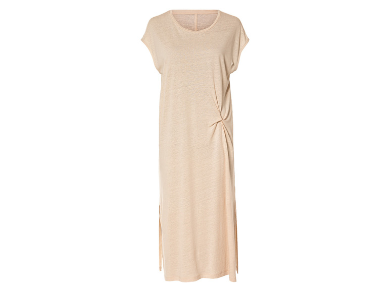 Un t-shirt long beige à manches courtes