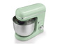 Un robot pâtissier Silvercrest de couleur vert menthe avec un bol en acier inoxydable.