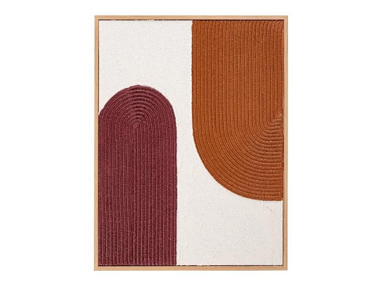 Peinture abstraite avec des formes en arc en marron et bordeaux sur fond blanc.