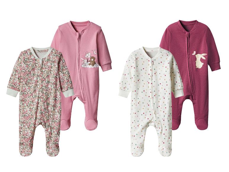 Pyjamas bébé : motifs floraux, pois et unis.
