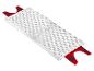 Une serpillière en microfibre blanche avec des clips de fixation rouges.