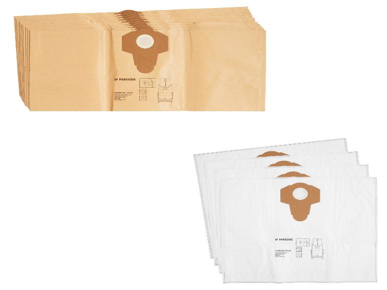 Ensemble de sacs d'aspirateur marron et blancs avec instructions de montage.