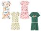 Pyjamas pour enfants : dinosaures, cerises, citrons et vert avec stégosaure.