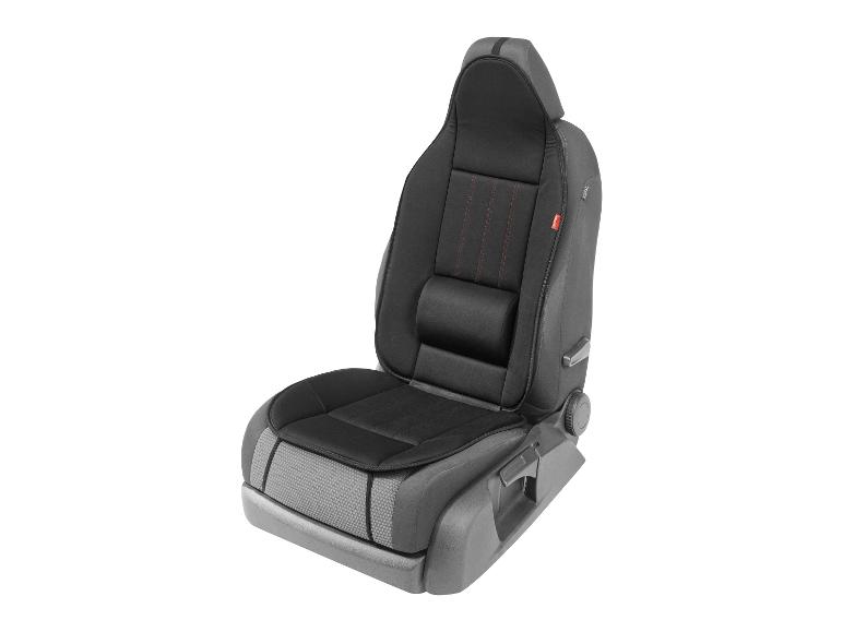 Siège de voiture noir avec appui-tête intégré.
